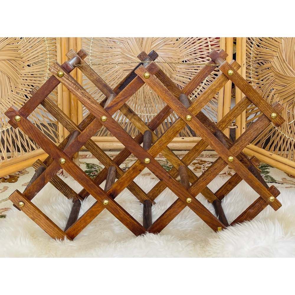 Vintage Wooden Expandable Accordion Wine Rack